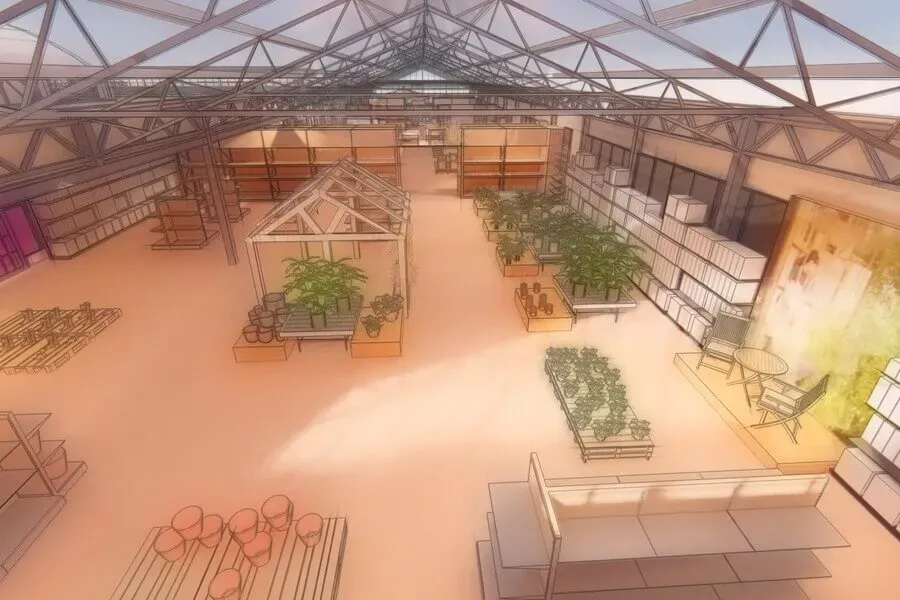 Ontwerp van een tuincentrum